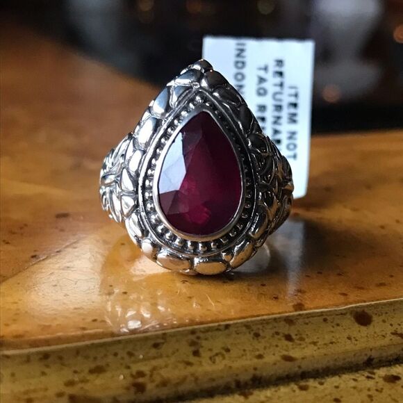 Natural Ruby Sterling Silver Ring Size 7 - Picture 9 of 9